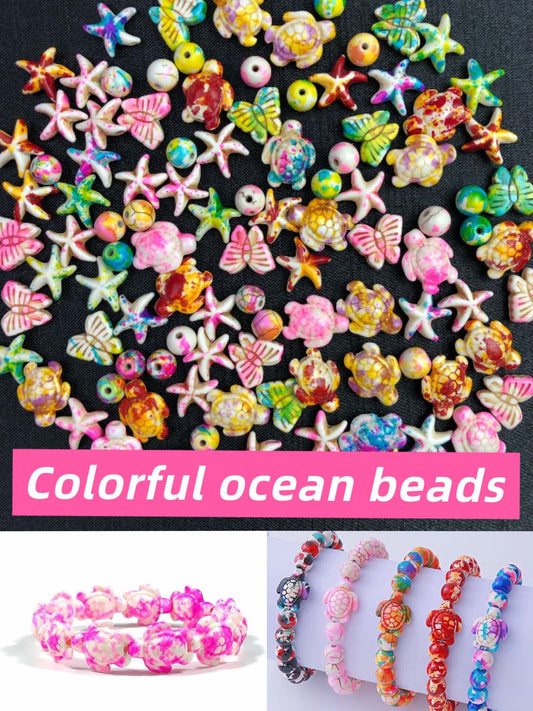 Mixed Colorful Ocean Turquoise Beads-A1-Open in live