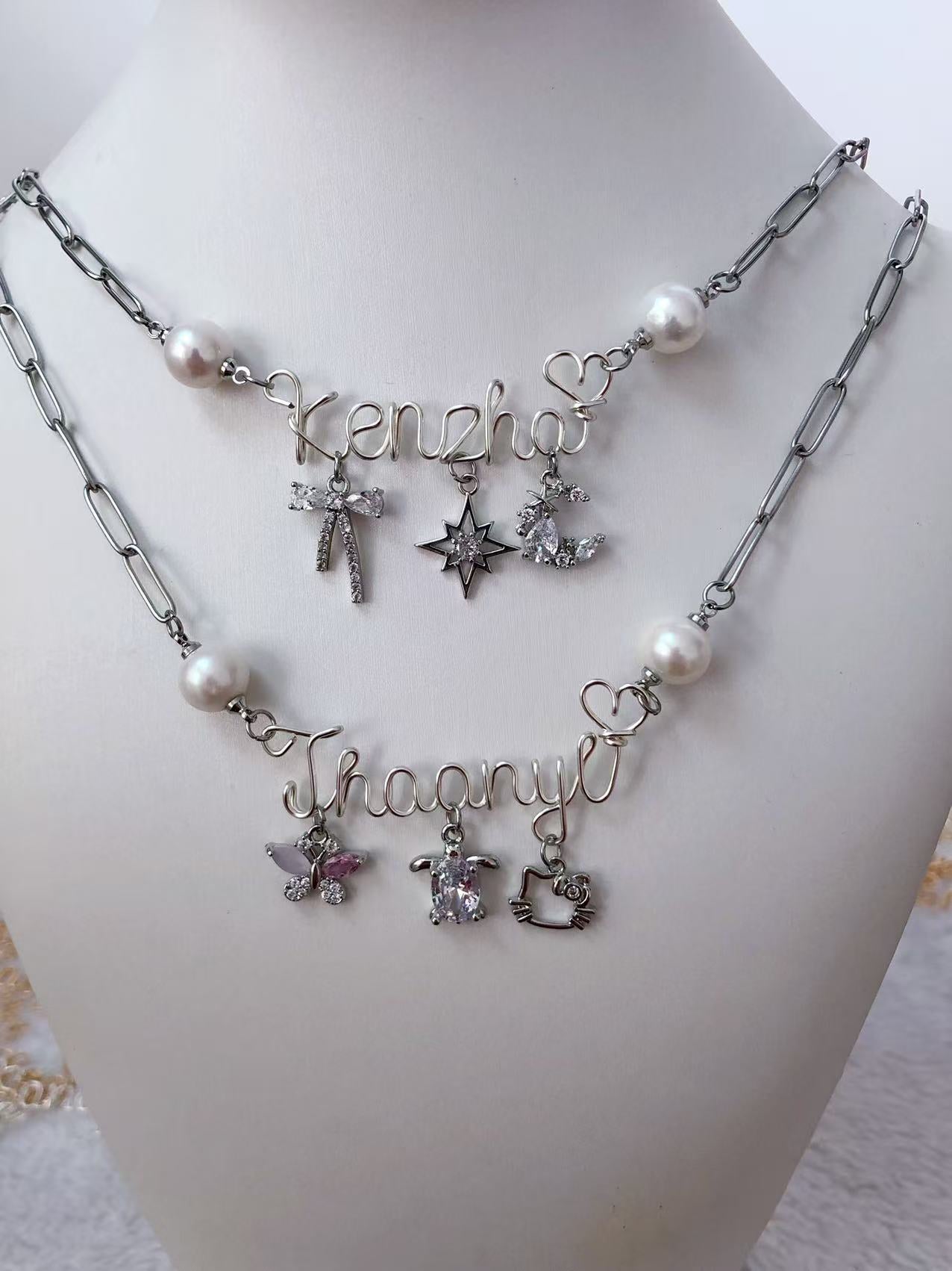 two or three name necklace together